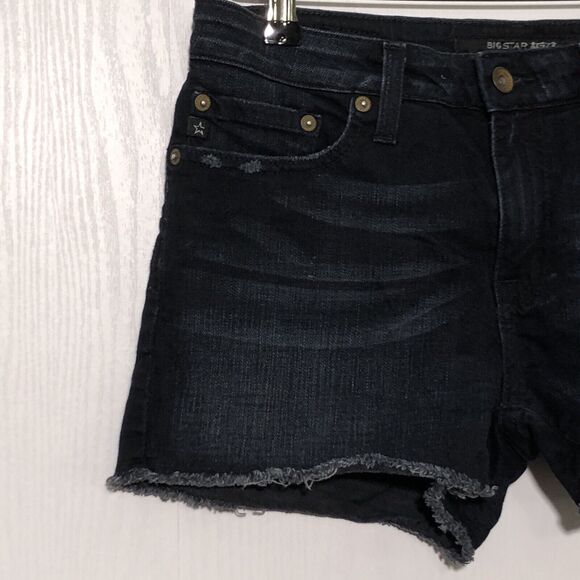 Big Star Cut-off Shorts Womens 29 Blue Dark Short-Short Distressed Denim Y2K - Picture 3 of 12